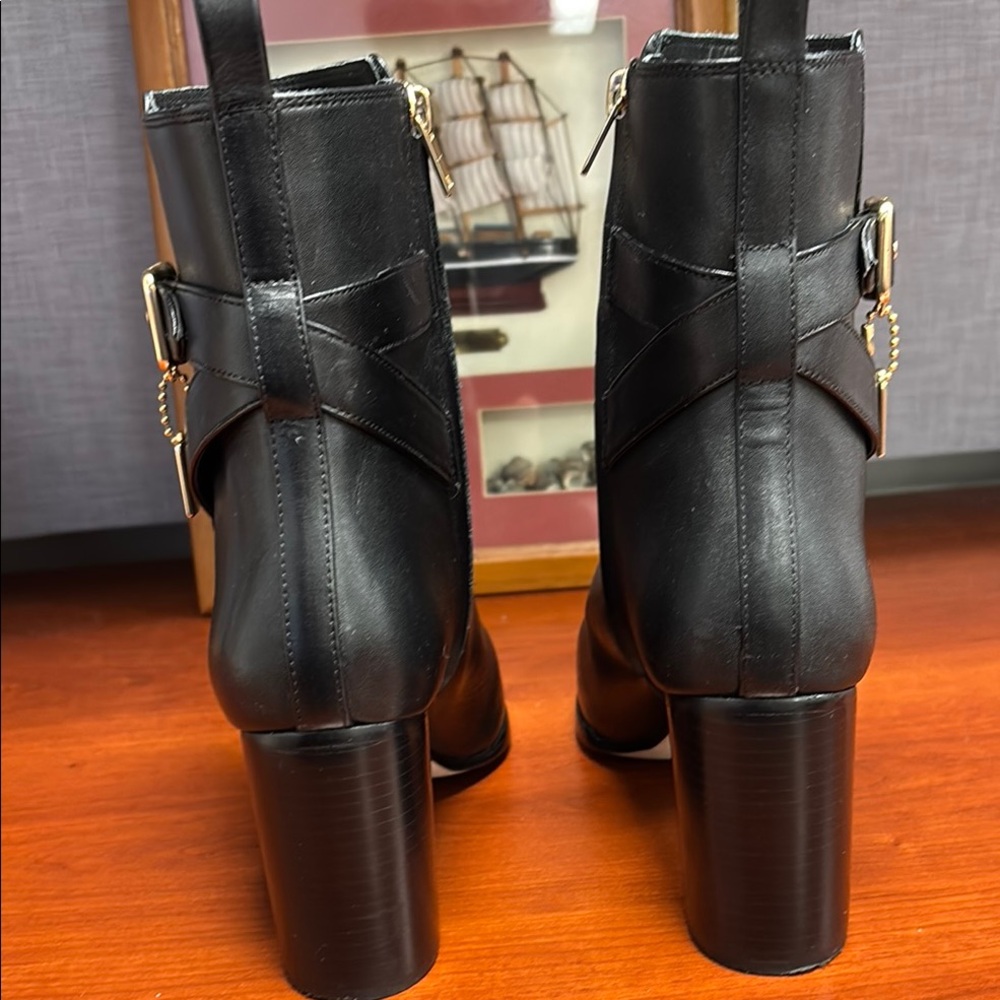 Coach Black Heeled Boots with Gold Hardware - Picture 8 of 13